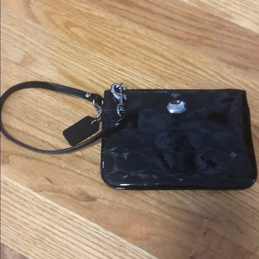 Black Patent Coach wristlet